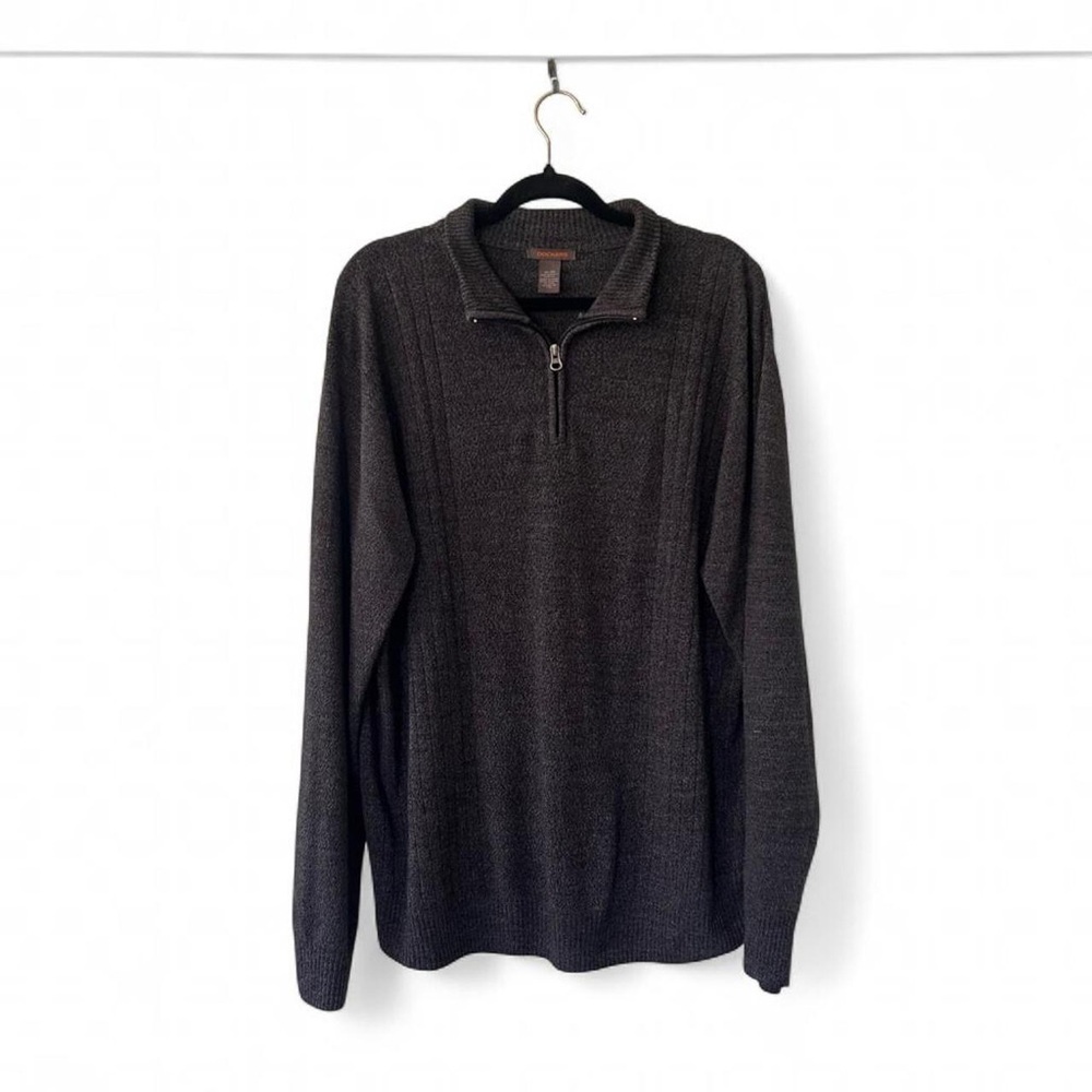 Dockers Men's Pullover Henley Sweater Easy Care 1/4 Zip Gray Sz XL